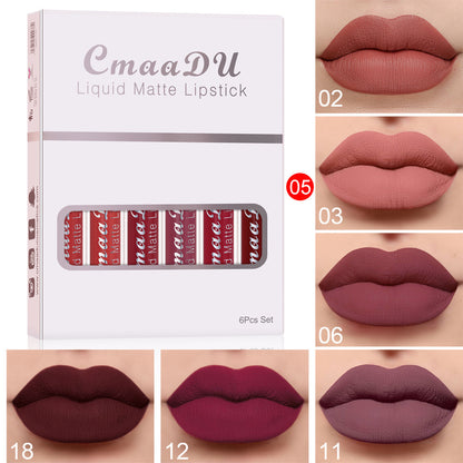 6 Boxes Of Matte Non-stick Cup Waterproof Lipstick Long Lasting Lip Gloss - Lumineé Beauty