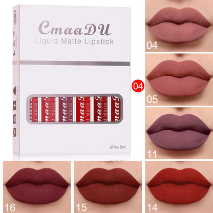 6 Boxes Of Matte Non-stick Cup Waterproof Lipstick Long Lasting Lip Gloss - Lumineé Beauty