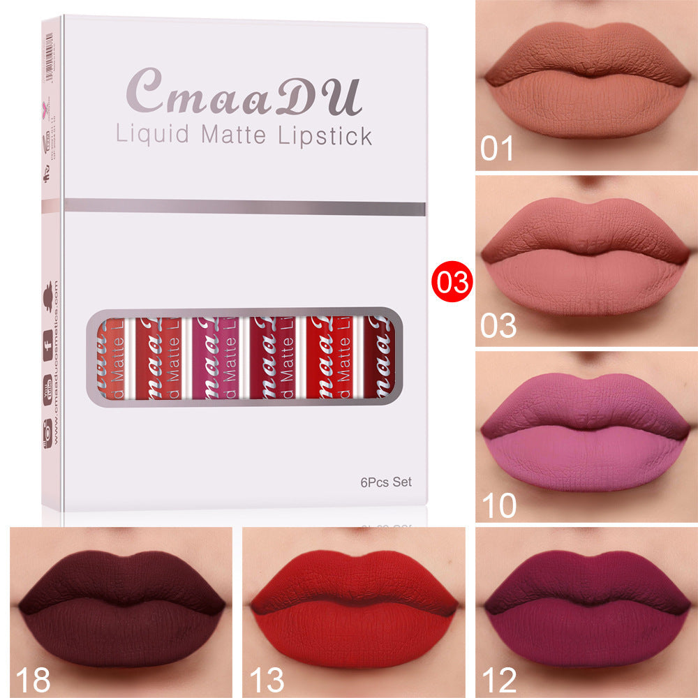 6 Boxes Of Matte Non-stick Cup Waterproof Lipstick Long Lasting Lip Gloss - Lumineé Beauty