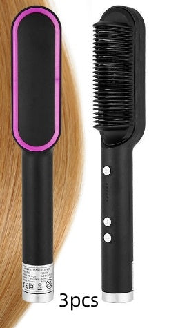 New 2 In 1 Hair Straightener Hot Comb Negative Ion Curling Tong Dual-purpose Electric Hair Brush - Lumineé Beauty