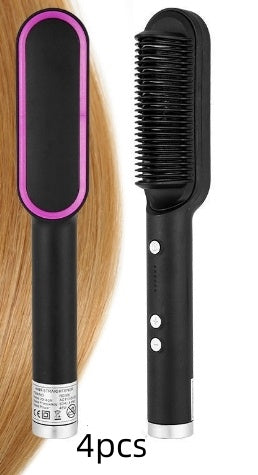 New 2 In 1 Hair Straightener Hot Comb Negative Ion Curling Tong Dual-purpose Electric Hair Brush - Lumineé Beauty