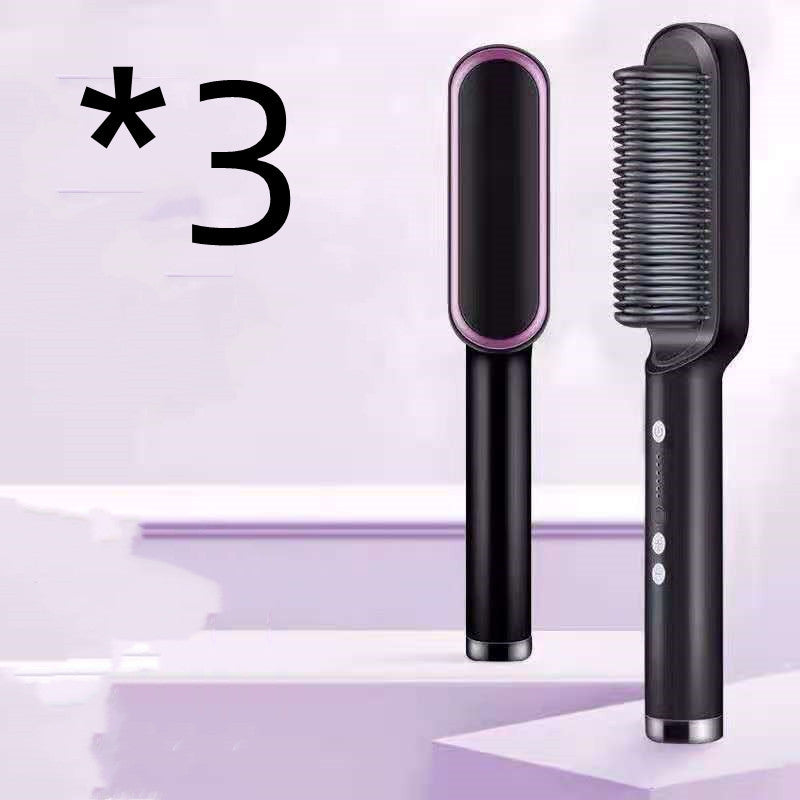 New 2 In 1 Hair Straightener Hot Comb Negative Ion Curling Tong Dual-purpose Electric Hair Brush - Lumineé Beauty