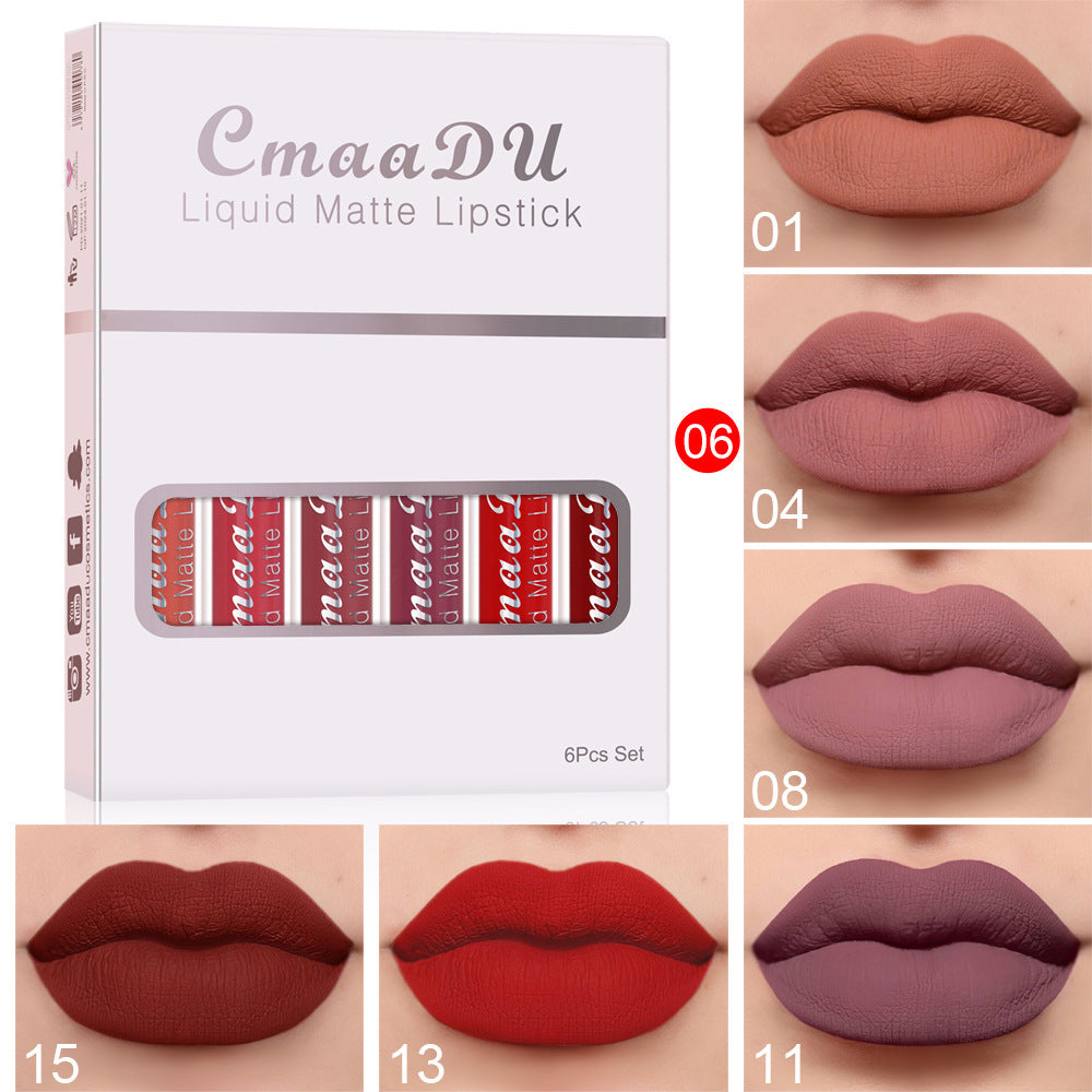 6 Boxes Of Matte Non-stick Cup Waterproof Lipstick Long Lasting Lip Gloss - Lumineé Beauty