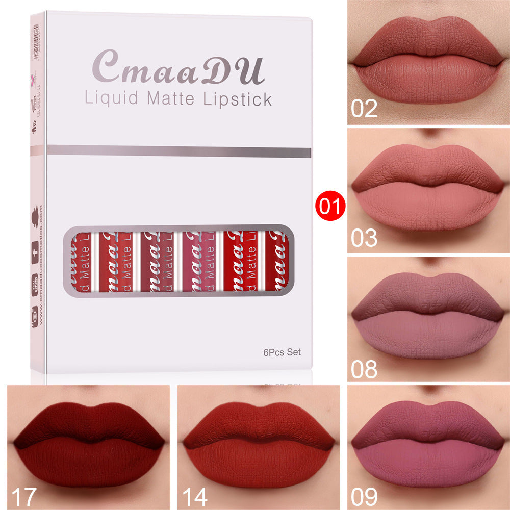 6 Boxes Of Matte Non-stick Cup Waterproof Lipstick Long Lasting Lip Gloss - Lumineé Beauty